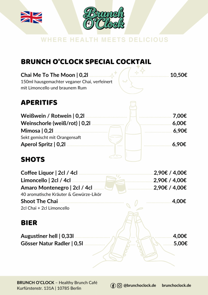 Alcoholic Beverages Brunch O'Clock Berlin